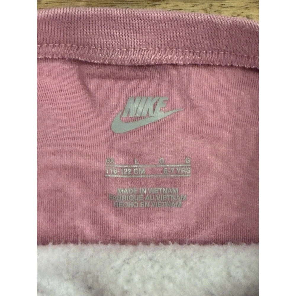 Nike Girls Sweatshirt Crop Pink Ombré‎ Size 6/7 MultiColor Swoosh Logo Youth